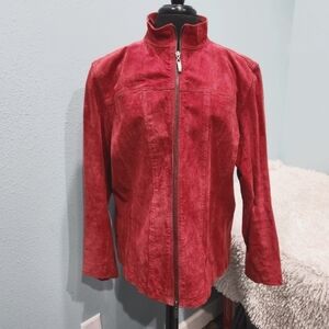 Womens Vintage Y2K Red Real Suede Jacket